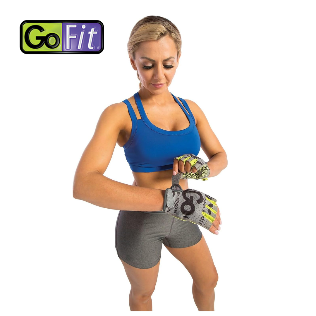 GoFit Women’s Pro Trainer Gloves – Padded Go-Tac Palm, Green (Medium) 22-24cm